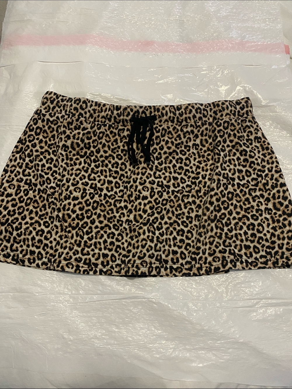 Leopard Print Mini Skirt with Drawstring Waist